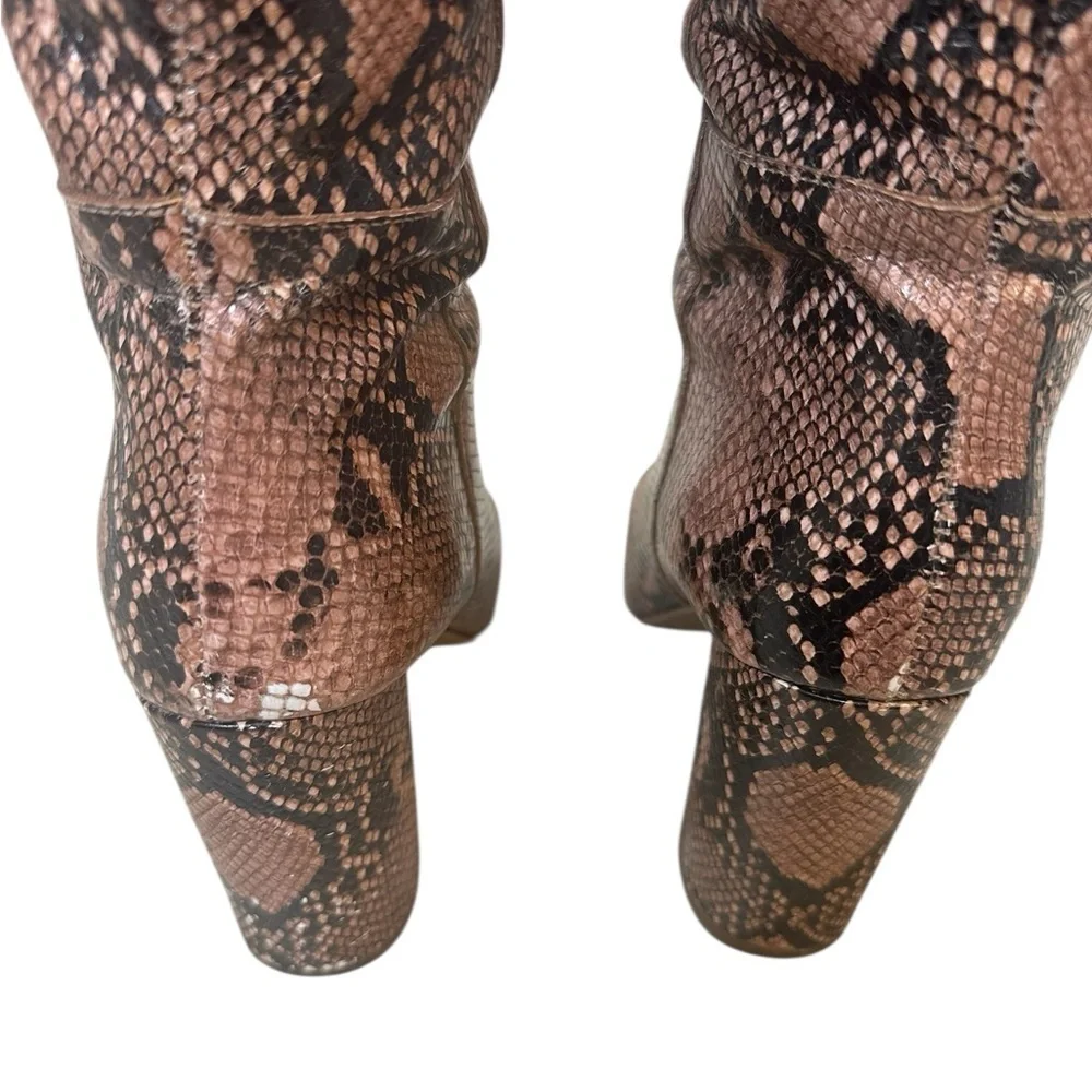 Giani Bernini Gianni Kellbie Snakeskin print leather block heel tall boots